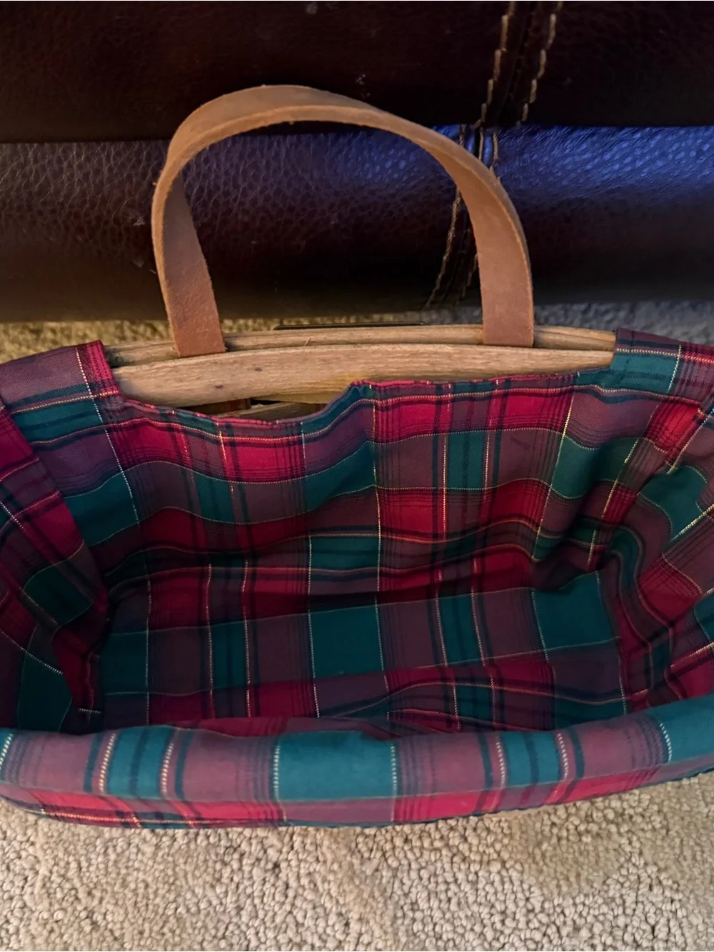 Natural Brown Woven Storage Basket with Handle
